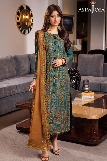 RARE-3PC LAWN EMBROIDERED WITH BAMBER CHIFFON EMBROIDERED DUPATTA-3585