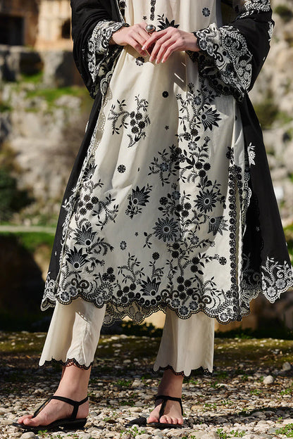 RARE-3PC LAWN EMBROIDERED SHIRT WITH CHIFFON EMBROIDERED DUPATTA AND EMB TROUSER-3714