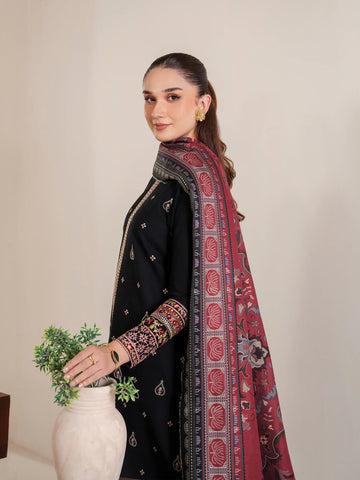 RARE-3PC LAWN EMBROIDERED SHIRT WITH MONARK PRINT DUPATTA AND EMB TROUSER-3532