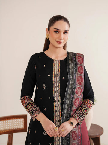 RARE-3PC LAWN EMBROIDERED SHIRT WITH MONARK PRINT DUPATTA AND EMB TROUSER-3532