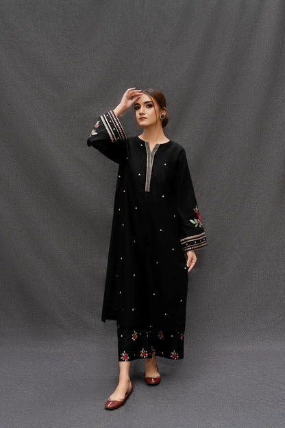 RARE- 3PC LAWN EMBROIDERED SHIRT WITH MONARK PRINT DUPATTA AND TROUSER-3516