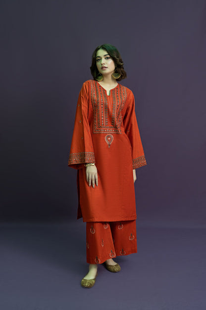 RARE-2PC LAWN EMBROIDRED SHIRT WITH AND EMBROIDRED TROUSER-3459