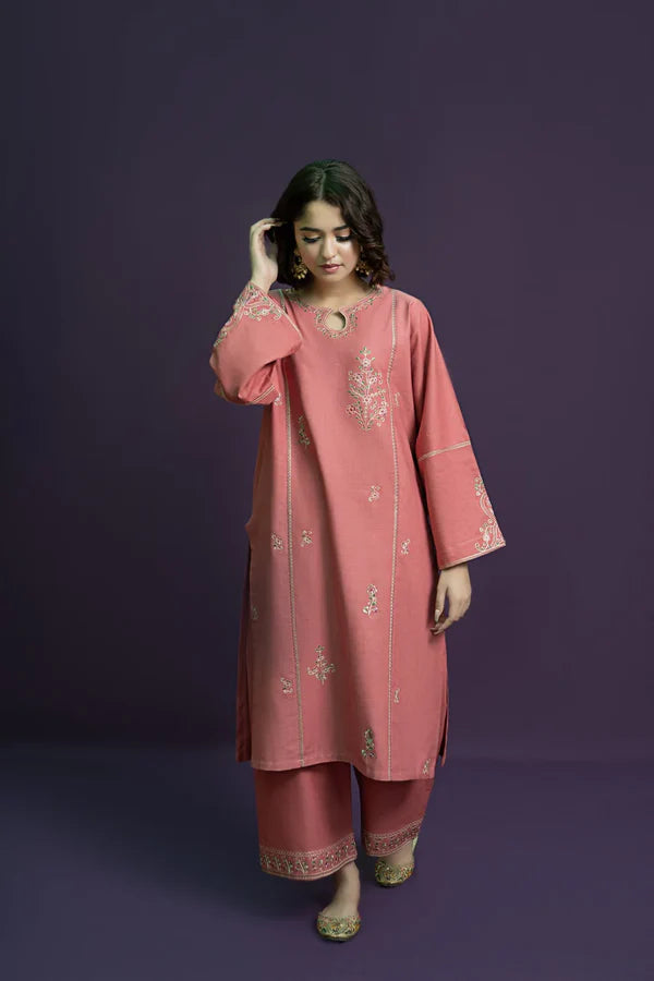 RARE-2PC LAWN EMBROIDRED SHIRT WITH LAWN EMBROIDRED TROUSER-3618