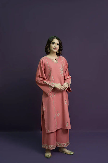 RARE-2PC LAWN EMBROIDRED SHIRT WITH LAWN EMBROIDRED TROUSER-3618