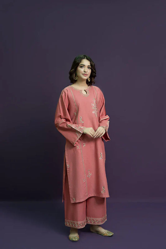 RARE-2PC LAWN EMBROIDRED SHIRT WITH LAWN EMBROIDRED TROUSER-3618