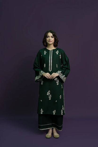 RARE - 2PC DHANAK EMBROIDERED SHIRT WITH DHANAK EMBROIDERED TROUSER-3369