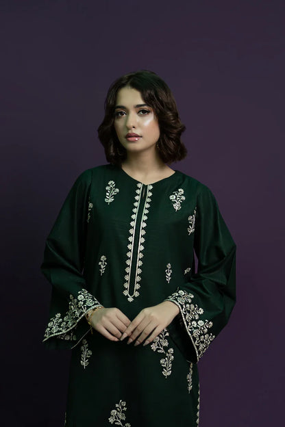 RARE - 2PC DHANAK EMBROIDERED SHIRT WITH DHANAK EMBROIDERED TROUSER-3369