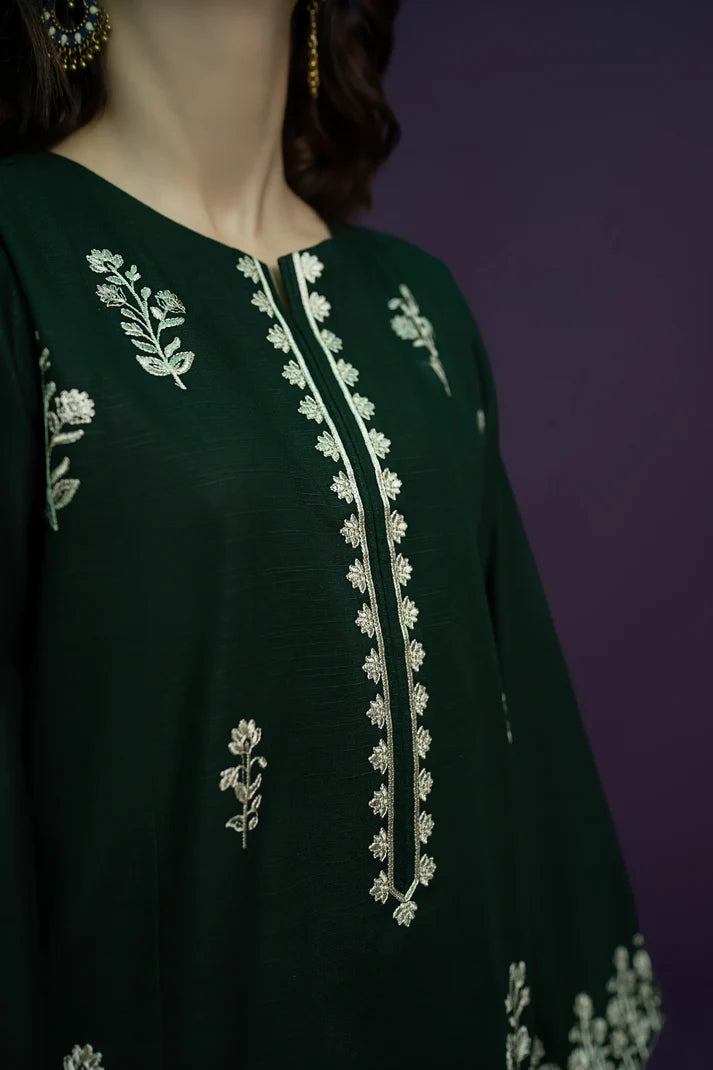 RARE - 2PC DHANAK EMBROIDERED SHIRT WITH DHANAK EMBROIDERED TROUSER-3369