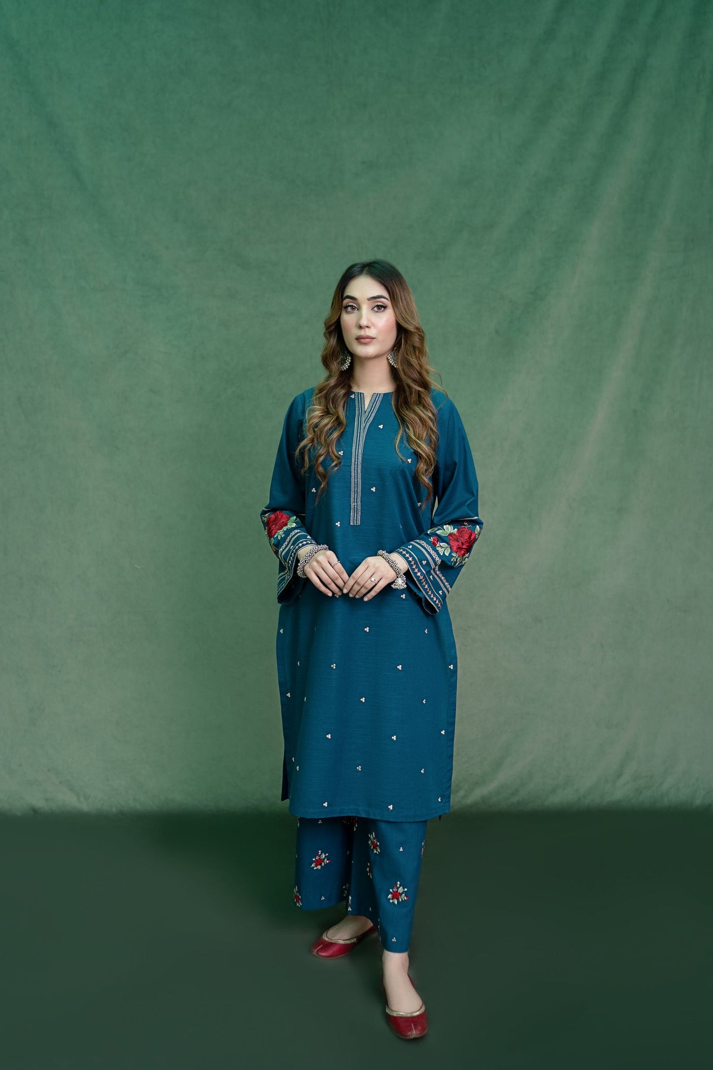 RARE-2PC LAWN EMBROIDRED SHIRT WITH AND EMBROIDRED TROUSER-3457