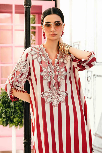 RARE-3PC LAWN EMBROIDERED PRINTED SHIRT WITH CHIFFON PRINT DUPATTA AND PRINT TROUSER-