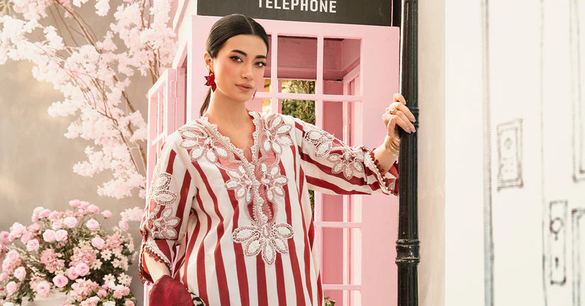 RARE-3PC LAWN EMBROIDERED PRINTED SHIRT WITH CHIFFON PRINT DUPATTA AND PRINT TROUSER-