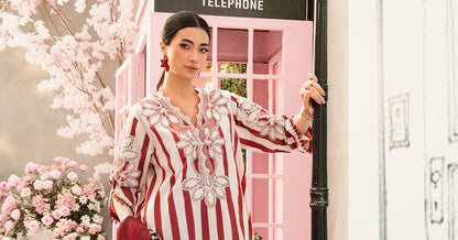 RARE-3PC LAWN EMBROIDERED PRINTED SHIRT WITH CHIFFON PRINT DUPATTA AND PRINT TROUSER-