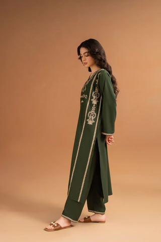 RARE-2PC LAWN EMBROIDRED SHIRT WITH LAWN EMBROIDRED TROUSR-3463