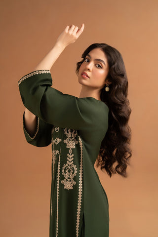 RARE-2PC LAWN EMBROIDRED SHIRT WITH LAWN EMBROIDRED TROUSR-3463