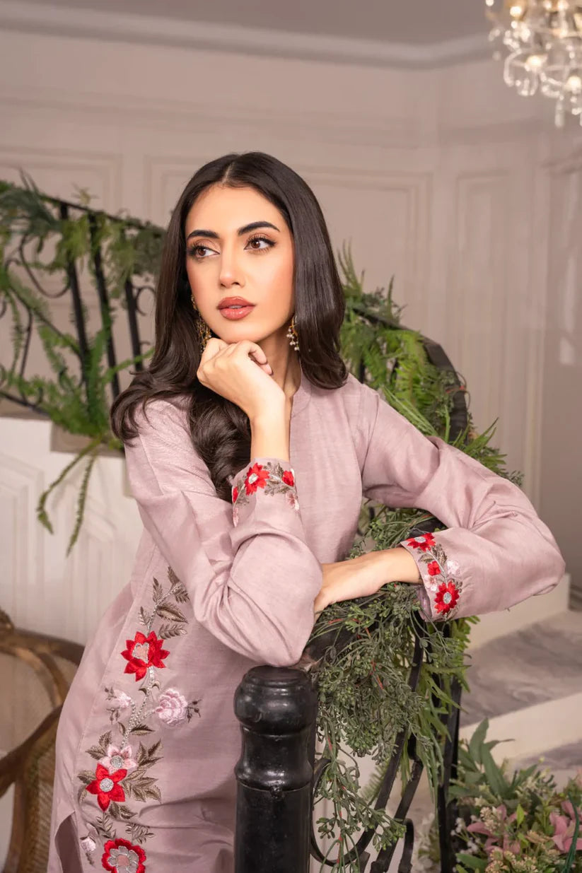 RARE-3PC LAWN EMBROIDERED SHIRT WITH CHIFFON TYE & DYE DUPATTA AND TROUSE-3661
