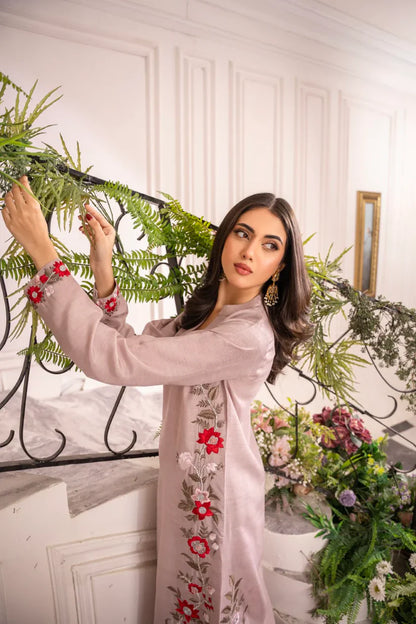 RARE-3PC LAWN EMBROIDERED SHIRT WITH CHIFFON TYE & DYE DUPATTA AND TROUSE-3661