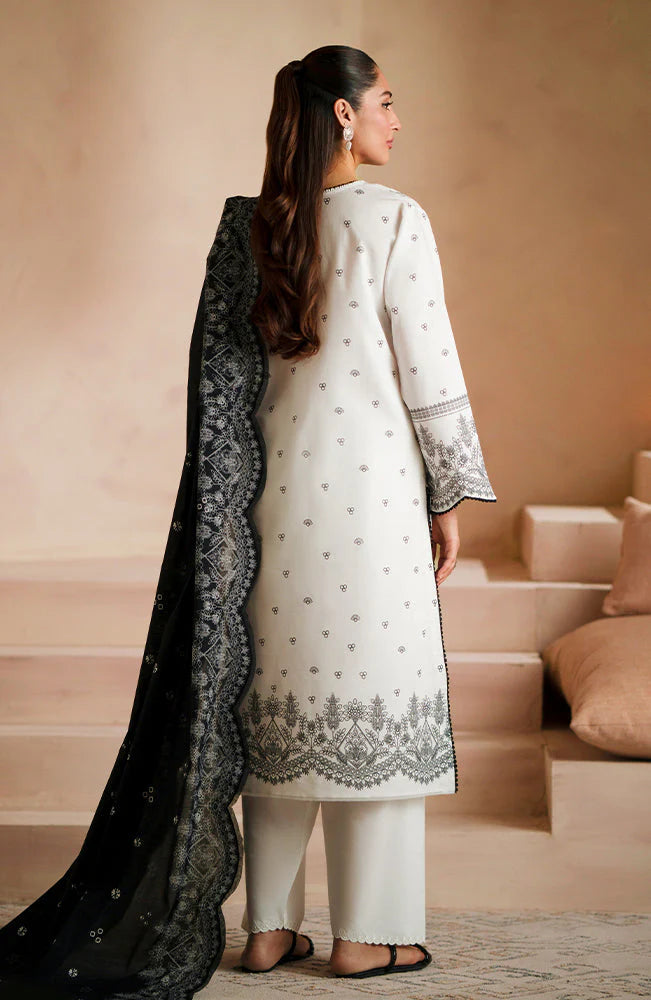 RARE - 3PC DHANAK EMBROIDERED SHIRT WITH DHA COUTURE WOOL PRINT SHAWL AND TROUSER-3163