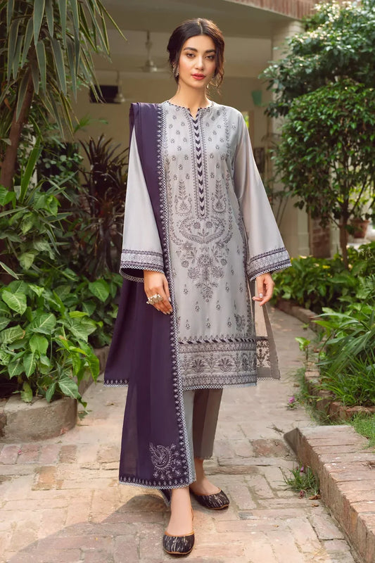RARE -3PC LAWN EMBROIDERED SHIRT WITH MONARK EMBROIDERD DUPATTA-3527