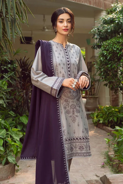 RARE -3PC LAWN EMBROIDERED SHIRT WITH MONARK EMBROIDERD DUPATTA-3527