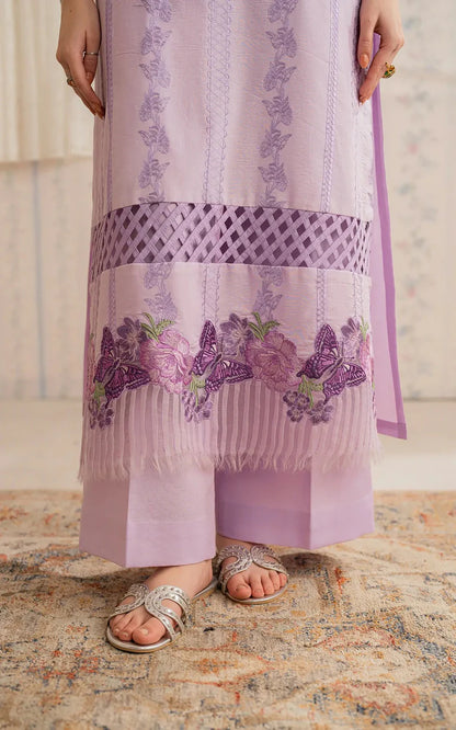 RARE-3PC LAWN EMBROIDERED SHIRT WITH MONARK PRINTED DUPATTA AND TROUSER-3756
