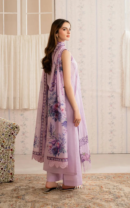 RARE-3PC LAWN EMBROIDERED SHIRT WITH MONARK PRINTED DUPATTA AND TROUSER-3756