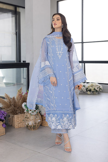 RARE - 3PC ORGANZA EMBROIDERED LAWN SHIRT WITH ORGANZA EMBROIDERED DUPATTA AND TROUSER-3549