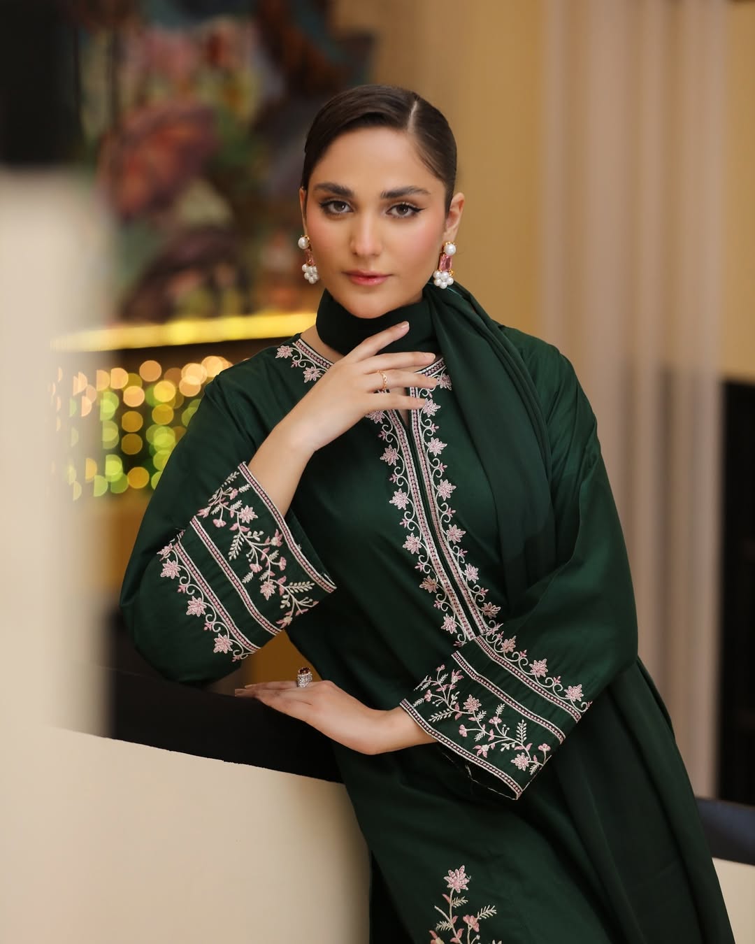 RARE-3PC LAWN EMBROIDERED SHIRT WITH BAMBER CHIFFON DUPATTA AND TROUSER-3635