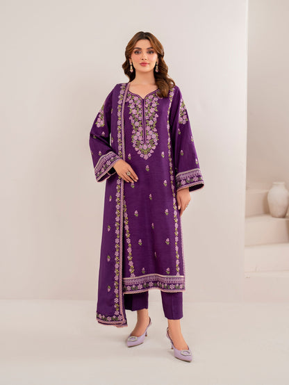 RARE-3PC LAWN EMBROIDERED SHIRT WITH CHIFFON EMBROIDERED DUPATTA AND TROUSER-3613