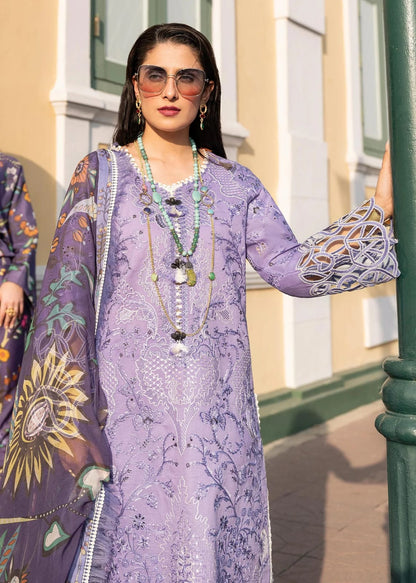RARE-3PC LAWN EMBROIDERED SHIRT WITH MONARK PRINTED DUPATTA & TROUSER-3551