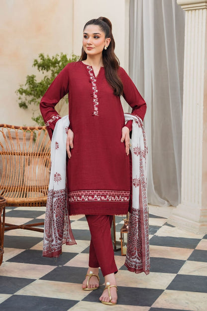 RARE- 3PC LAWN EMBROIDERED SHIRT WITH MANAAR PRINTED DUPATTA AND TROUSER-3592