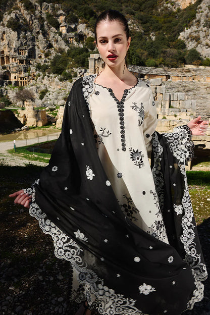 RARE-3PC LAWN EMBROIDERED SHIRT WITH CHIFFON EMBROIDERED DUPATTA AND EMB TROUSER-3714
