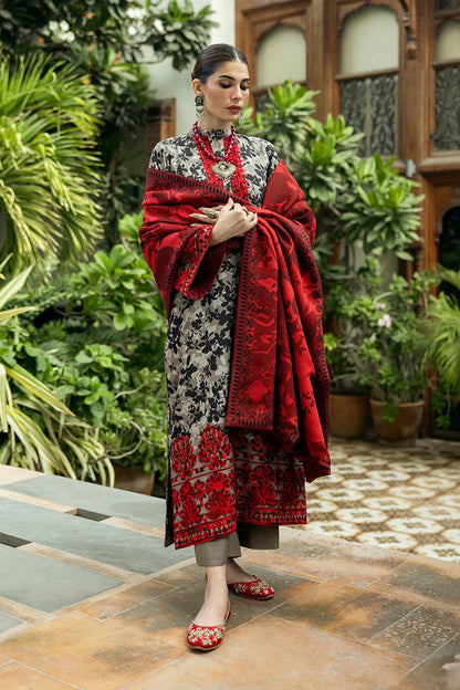RARE-3PC LAWN EMBROIDERED PRINTED SHIRT WITH LAWN PRINT DUPATTA AND PRINT TROUSER-