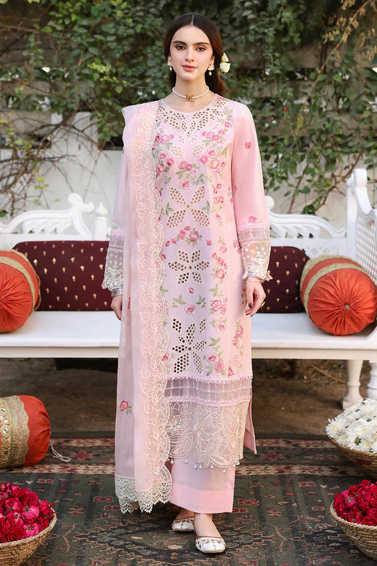 RARE-3PC LAWN EMBROIDERED SHIRT WITH MONARK EMBROIDERED DUAPATTA AND TROUSER-3716