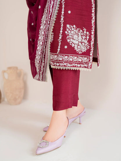 RARE-3PC LAWN EMBROIDERED SHIRT WITH CHIFFON EMBROIDERED DUPATTA AND TROUSER-3554