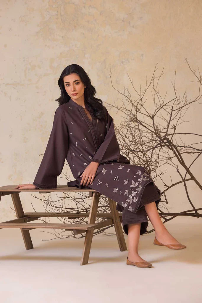 RARE-2PC LAWN EMBROIDERED SHIRT WITH LAWN EMBROIDERED SLEEVES-3474