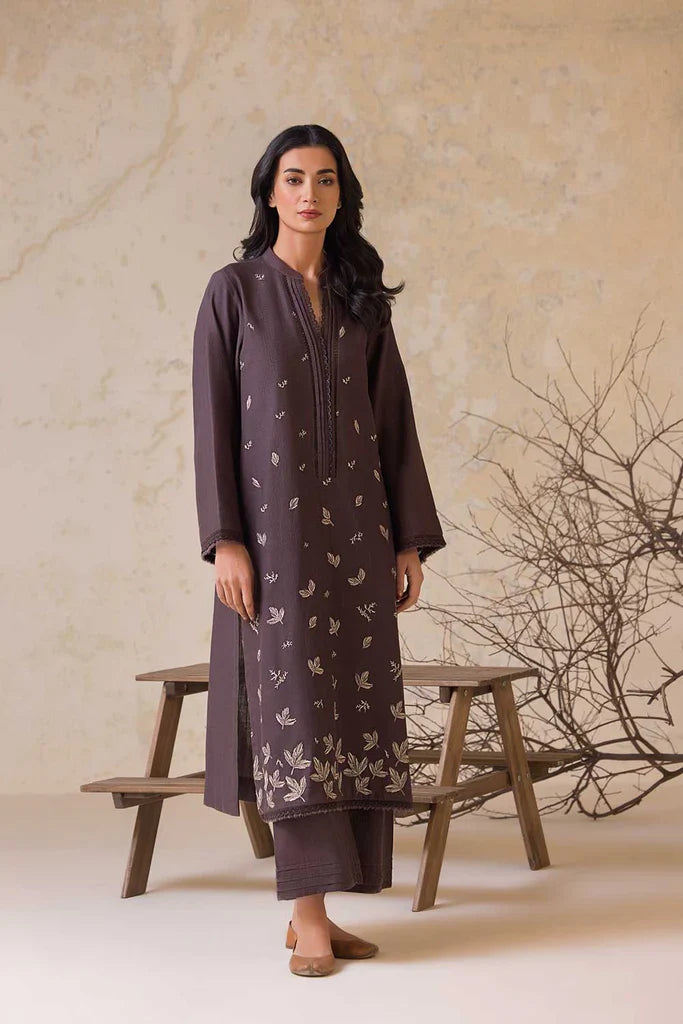 RARE-2PC LAWN EMBROIDERED SHIRT WITH LAWN EMBROIDERED SLEEVES-3474