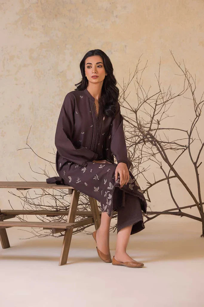 RARE-2PC LAWN EMBROIDERED SHIRT WITH LAWN EMBROIDERED SLEEVES-3474