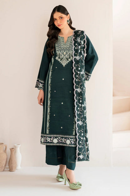 RARE-3PC LAWN EMBROIDERED SHIRT WITH LAWN EMBROIDERED DUPATTA AND TROUSER-3595