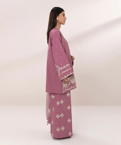 RARE- 3PC LAWN EMBROIDERED SHIRT MONARK PRINT DUPATTA & EMB TROUSER-3620