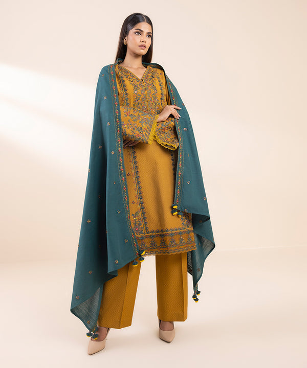 RARE- 3PC LAWN EMBROIDERED SHIRT WITH LAWN EMBROIDERED DUPATTA AND TROUSER-3603