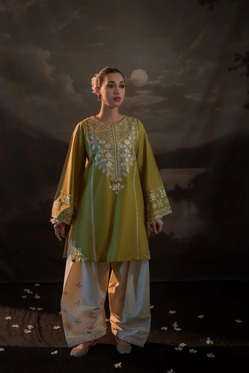 RARE-2PC SEQUIN LAWN EMBROIDERED SHIRT WITH SEQUIN LAWN EMBROIDERED TROUSER-3481