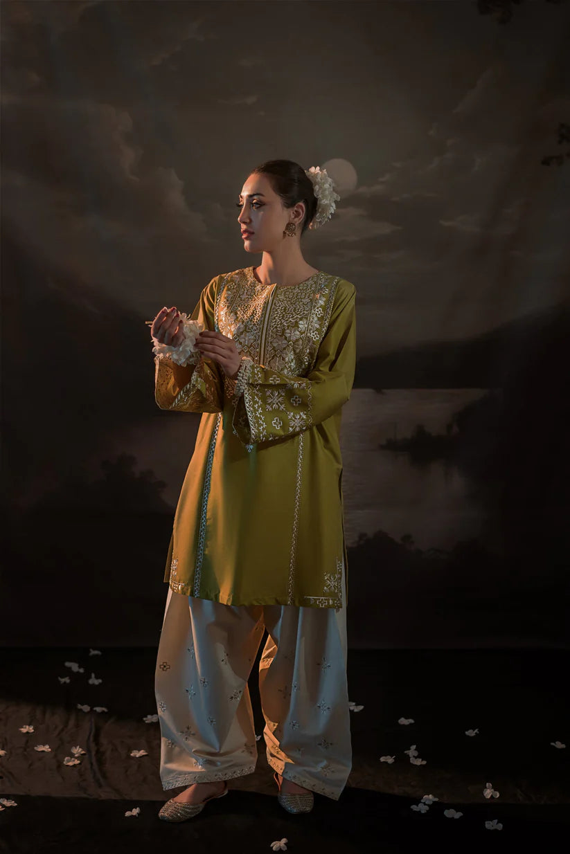 RARE-2PC SEQUIN LAWN EMBROIDERED SHIRT WITH SEQUIN LAWN EMBROIDERED TROUSER-3481