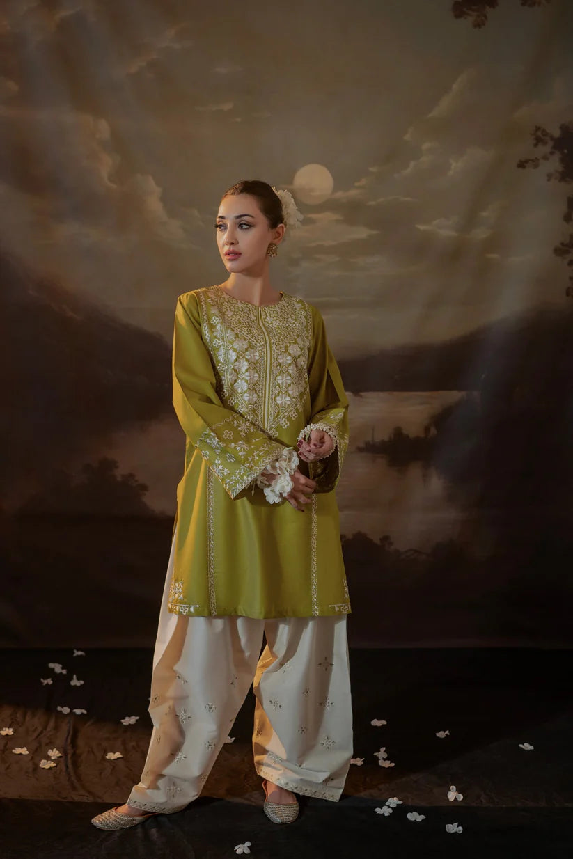 RARE-2PC SEQUIN LAWN EMBROIDERED SHIRT WITH SEQUIN LAWN EMBROIDERED TROUSER-3481