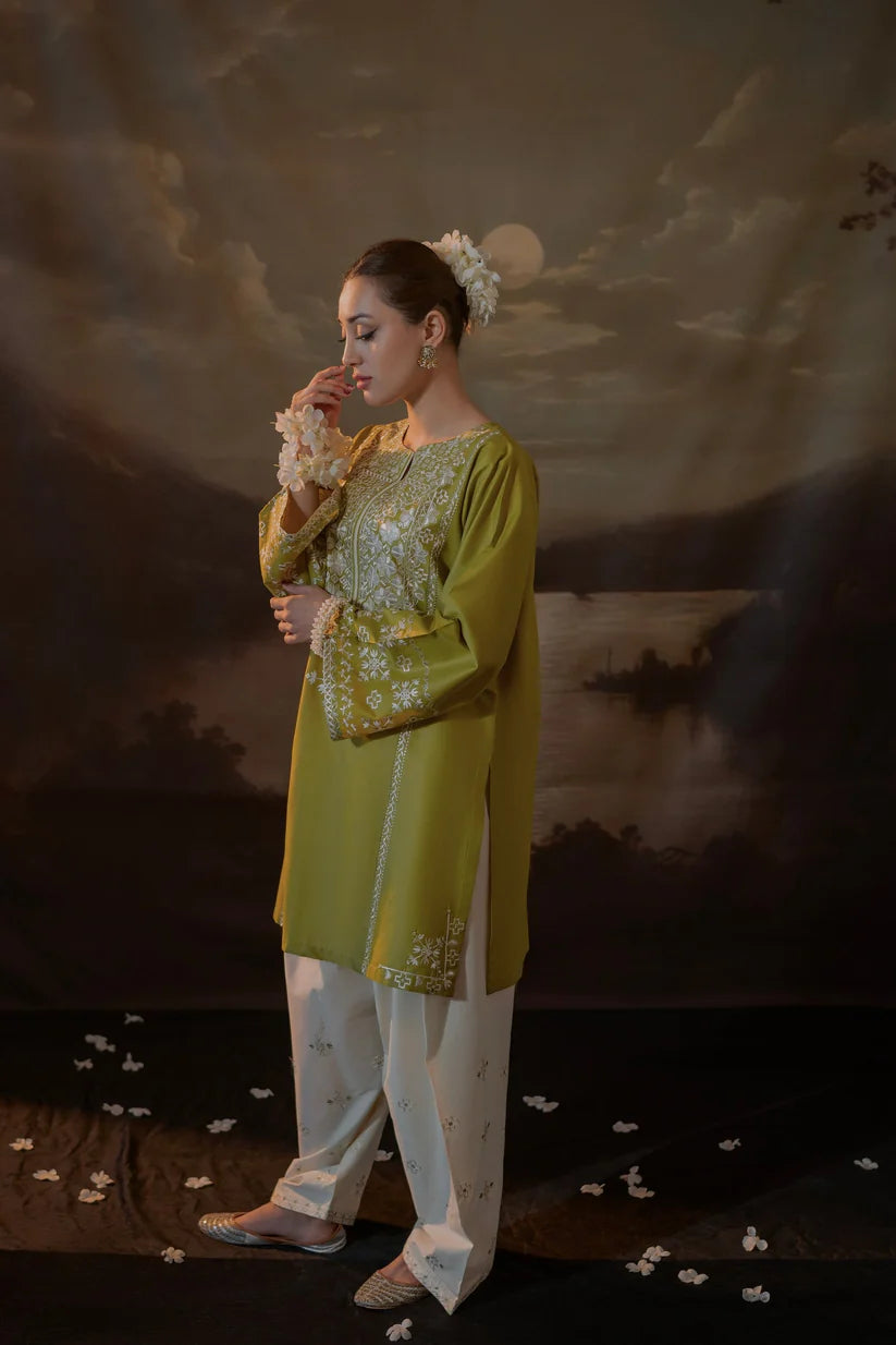 RARE-2PC SEQUIN LAWN EMBROIDERED SHIRT WITH SEQUIN LAWN EMBROIDERED TROUSER-3481