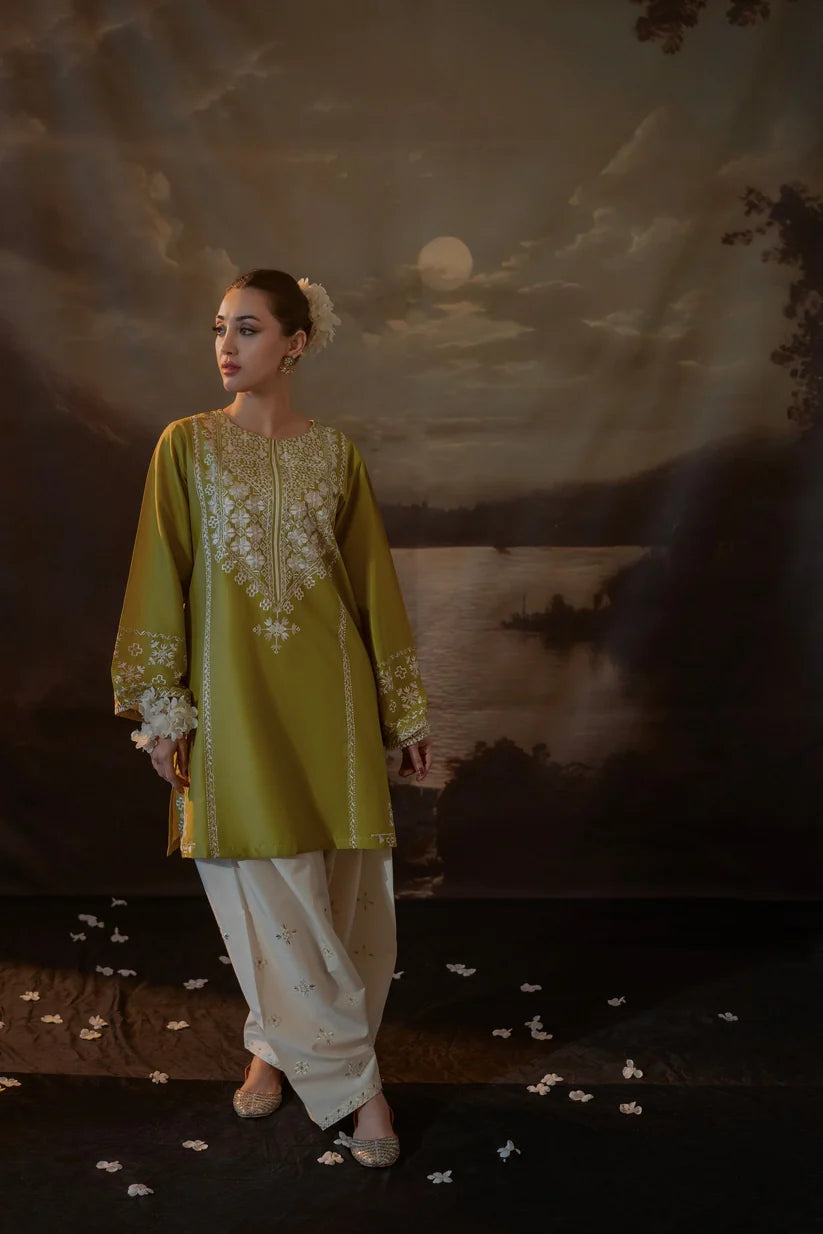 RARE-2PC SEQUIN LAWN EMBROIDERED SHIRT WITH SEQUIN LAWN EMBROIDERED TROUSER-3481