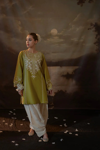 RARE-2PC SEQUIN LAWN EMBROIDERED SHIRT WITH SEQUIN LAWN EMBROIDERED TROUSER-3481
