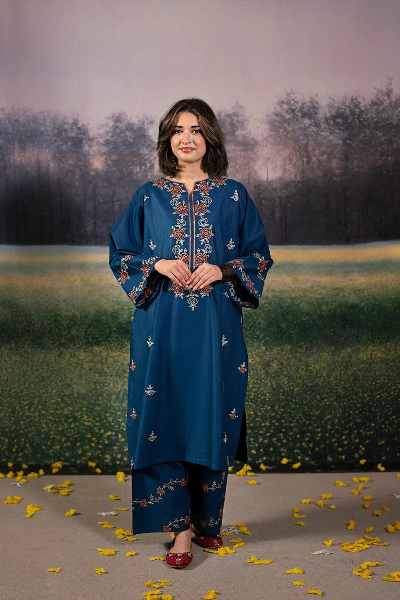 RARE-2PC LAWN EMBROIDRED SHIRT WITH LAWN EMBROIDRED TROUSER-3483