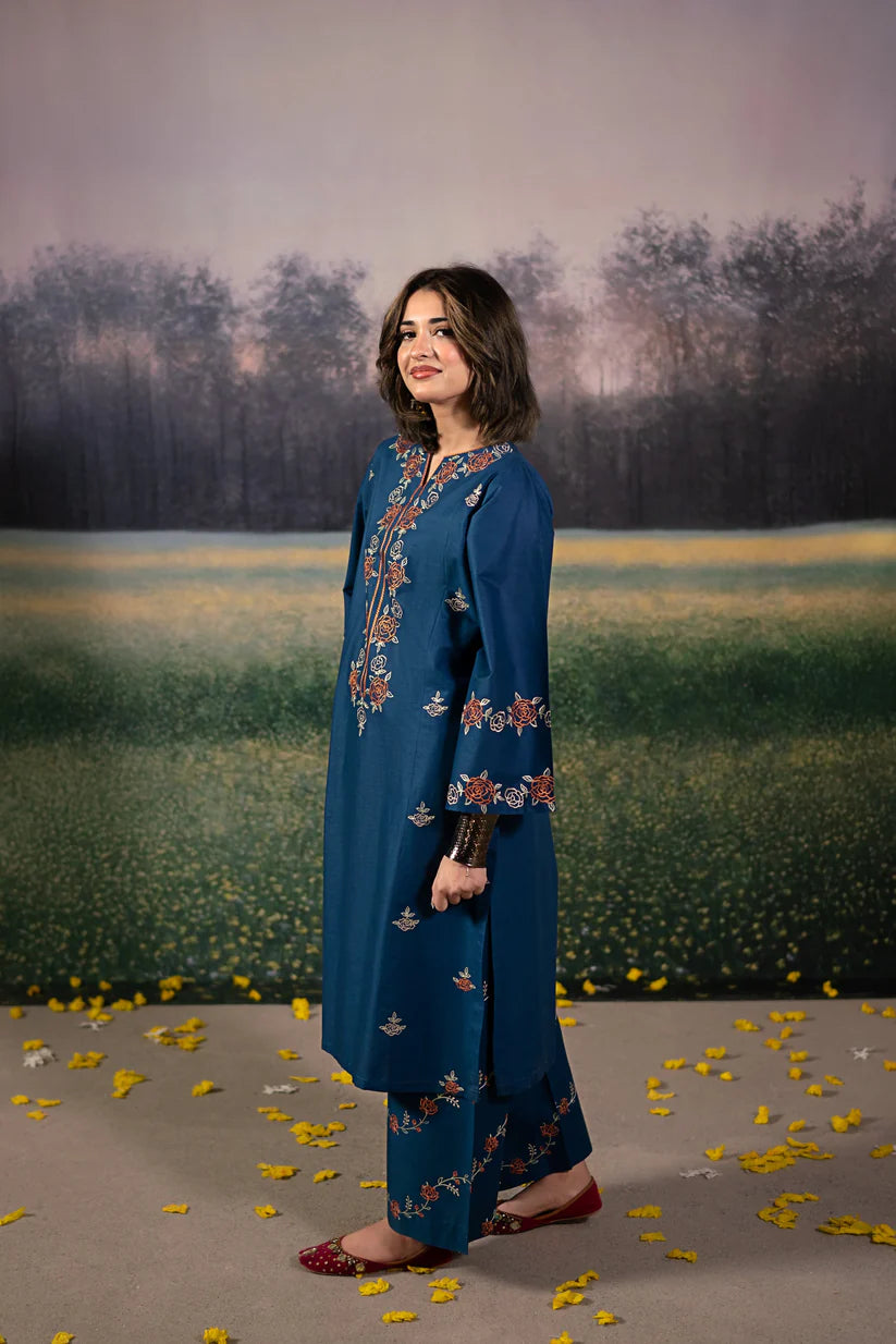 RARE-2PC LAWN EMBROIDRED SHIRT WITH LAWN EMBROIDRED TROUSER-3483