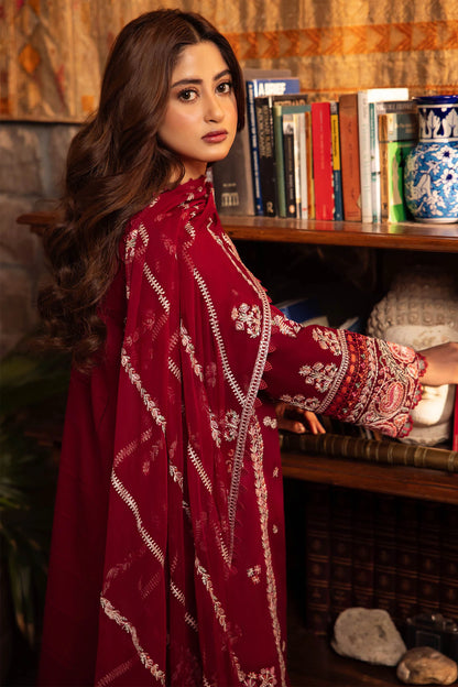 RARE 3PC LAWN EMBROIDERED SHIRT WITH BAMBER CHIFFON EMBROIDRED DUPATTA-3590