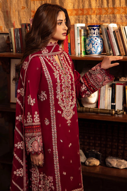 RARE 3PC LAWN EMBROIDERED SHIRT WITH BAMBER CHIFFON EMBROIDRED DUPATTA-3590